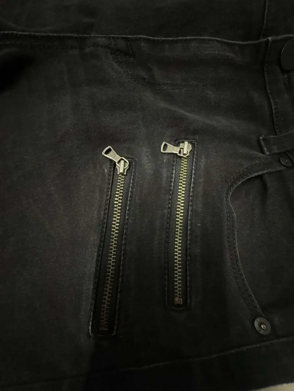 Stretch cotton denim pants in black